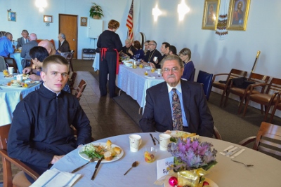 Greeting his Eminence Archbishop Daniel in St. Andrews church LA