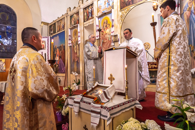 Хресний хід, Літургія і освячення великодних кошиків