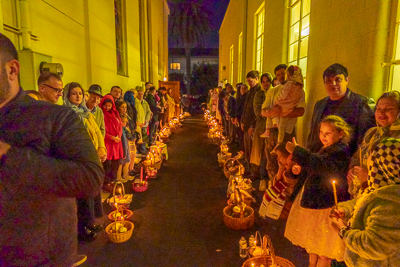 Хресний хід, Літургія і освячення великодних кошиків