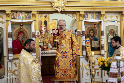 Greeting His Eminence Archbishop Daniel in St. Andrews church LA