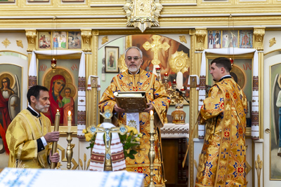 Greeting His Eminence Archbishop Daniel in St. Andrews church LA