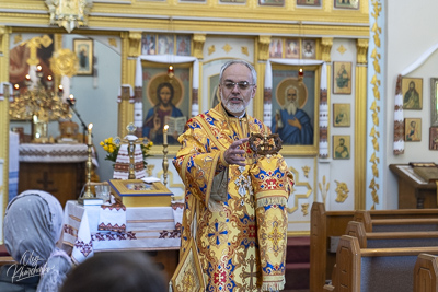 Greeting His Eminence Archbishop Daniel in St. Andrews church LA