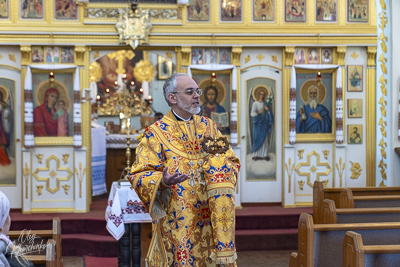 Greeting His Eminence Archbishop Daniel in St. Andrews church LA